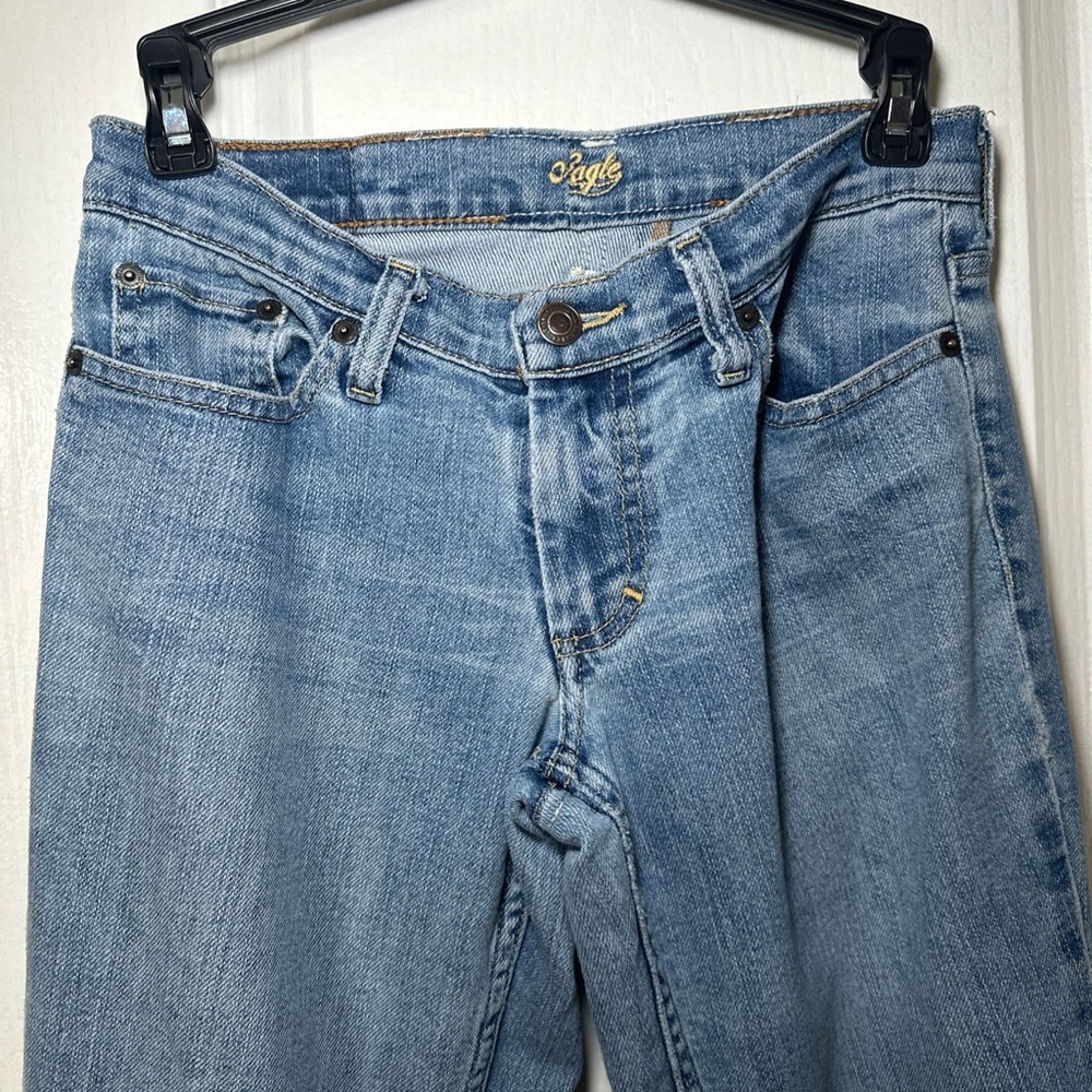 American Eagle Women’s Y2K Strech Skinny Flare Jeans Size 2 Petite Color Blue - Picture 2 of 15